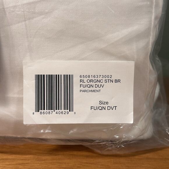 Ralph Lauren RL Organic Sateen Border Full/Queen Duvet Cover $400 Parchment NWT - Picture 9 of 10